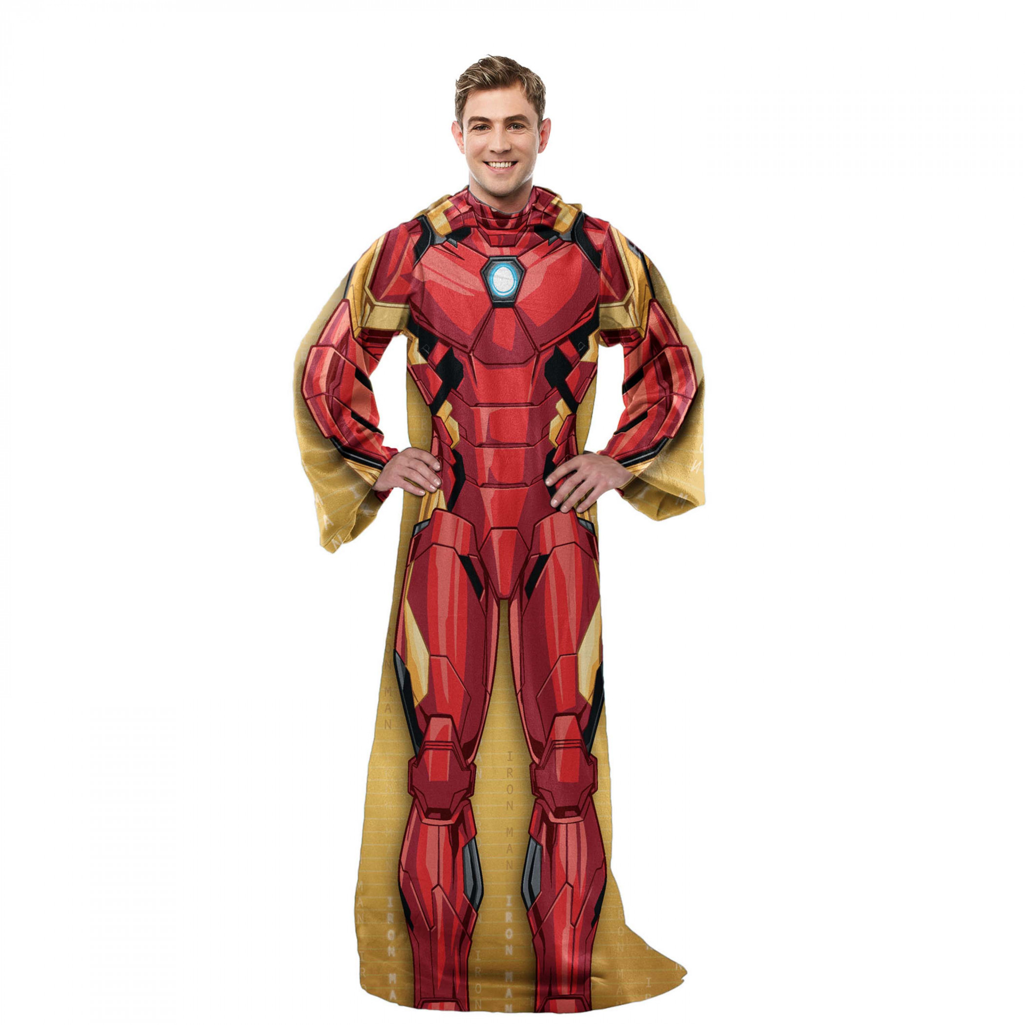 Iron Man Adult Silk Touch Comfy Throw Blanket with Sleeves 48" x 71"